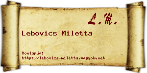 Lebovics Miletta névjegykártya